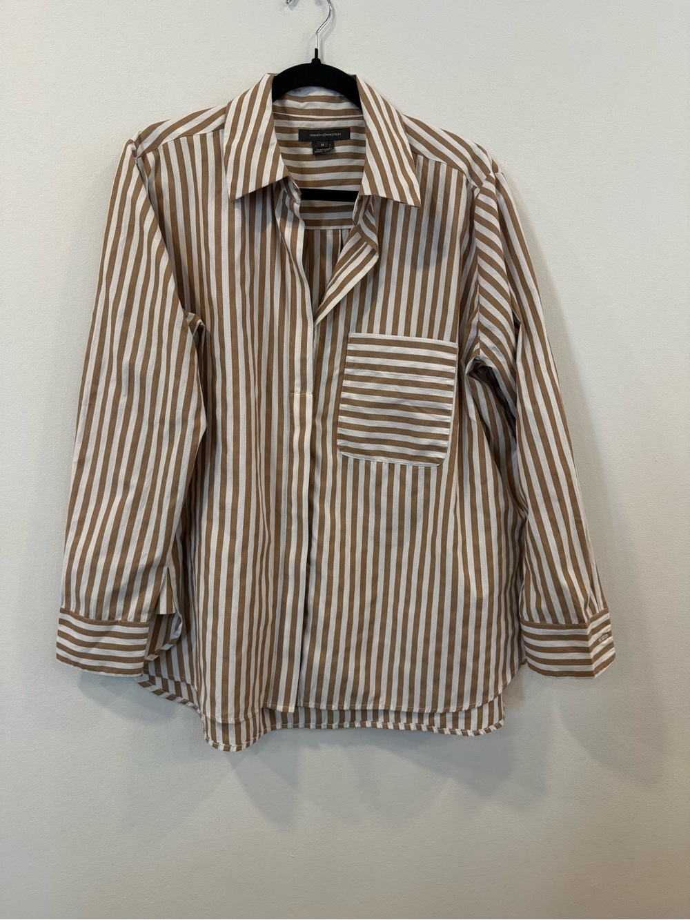 French Connection Brown & White Striped Button-Down Shirt